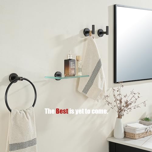 JQK Bathroom Glass Shelf Oil Rubbed Bronze, Tempered Glass Shower Storage 8 by 5 inches, 304 Stainless Steel ORB Wall Mount, TGS101L8-ORB