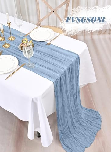 20 Pack Dusty Blue Cheesecloth Table Runner Long,21.5 x 120 Inch