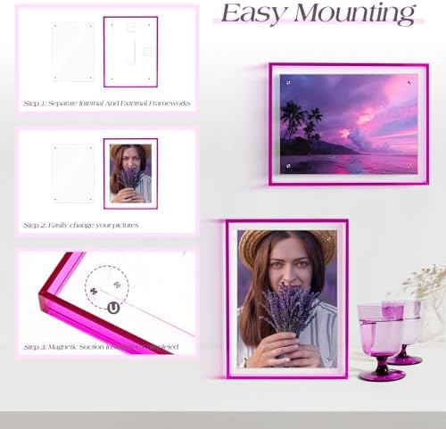 TWING 5x7 Picture Frame Acrylic Magnetic Wall Mounting/Self Standing Frame