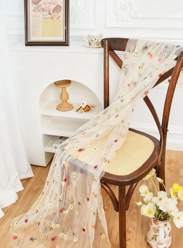 FEXIA Table Runner 10FT Floral Gauze Tea Party Decorations Embroidery
