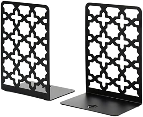 CNK Book Ends Bookends for Decorative Books Holder Bookend Shelves End Hold Heavy Duty Holders Stoppers Metal Stopper Cute Boho Bookshelf Holds Cookbook Office Home Set of 2 Bookends Pair Black