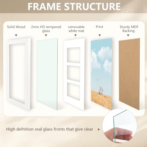 Golden State Art Collage Picture Frame 7x14 Matted 3 4x6 Photos Wood White