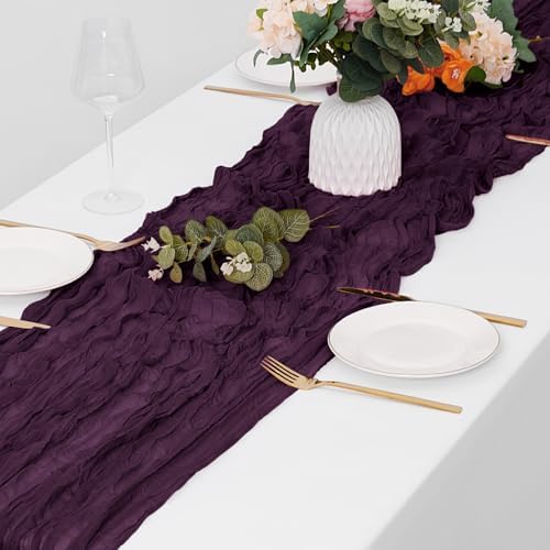 30 Pack Dark Purple Cheesecloth Table Runner 17 x 108 inch Cheese Cloth Table Runners 9ft Terracotta Table Runner Rustic Romantic Sheer Gauze Runner for Wedding Party Baby Shower Table Decoration
