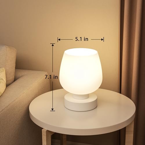 Seealle Small Touch Table Lamp for Nightstand, 3 Way Dimmable Bedside Lamp