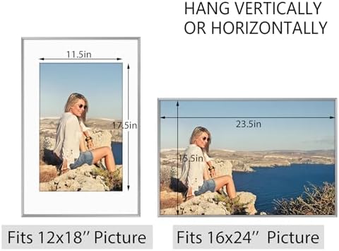 Frametory 12 Pack 16x24 Aluminum Frame with Mat for 12x18 Photo, Silver