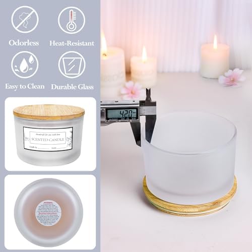 CONNOO 6 Pack 24oz Frosted Glass Candle Jars with Airtight Bamboo Lids