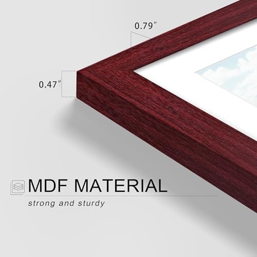 Picrit 11x14 Picture Frame Set of 12, Gallery Wall Frames, Dark Red Wood
