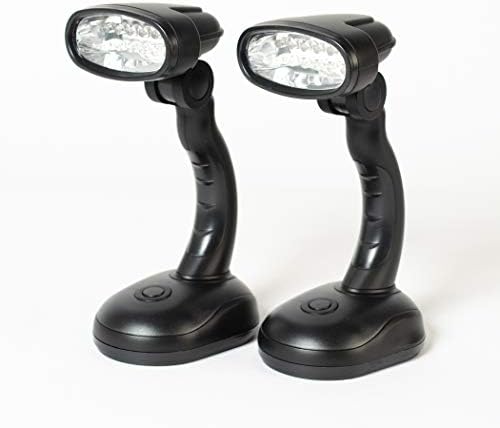 Set of 2 LED Black Desk Reading Lamp and Portable Study Lamp with 12 Led Bulbs and Bright Study Lamp for Work Station Illumination & Emergency Situations and Battery Operated Reading Lights