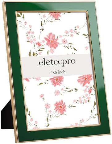 eletecpro 4x6 Enamel Picture Frame with Real Glass Cover, Green, 2-Pack
