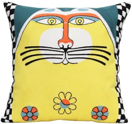 1 Pcs Embroidered Decorative Throw Pillows Covers for Sofa Decor Cushion Cases 18 x 18 Inch (Tiger)