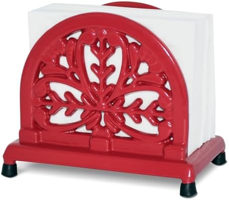 JOGREFUL Cast Iron Napkin Holder, Kitchen Organizer Mistletoe Pattern Red