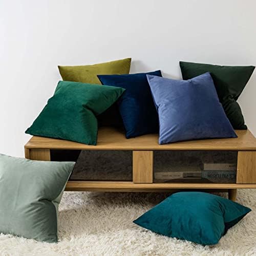 JUSPURBET 22x22 Decorative Velvet Throw Pillow Covers Set of 2,Peacock Blue