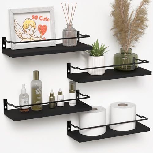 RICHER HOUSE Floating Shelves Bathroom, Small Wall Shelf Over Toilet 4 Set