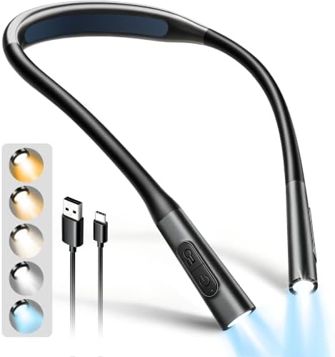 Glocusent Neck Book Light, Rechargeable Neck Lights for Crafts Reading
