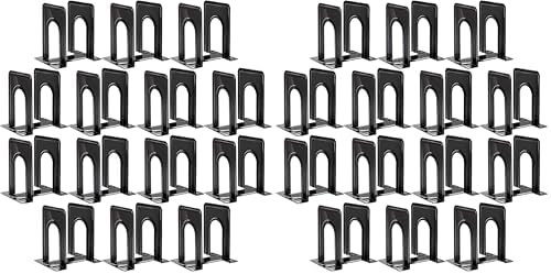 Happyhapi 14 Pair Book Ends for Shelves, 28 Pcs Metal Bookends Book Holder for Shelf, Heavy Book Stopper for Desk, Simple Library Office Home Bookend, 4.9 x 5.7 x 6.5 in, Black (Pack of 2)