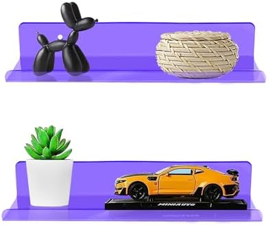 ROYALITA 2-Pack Small Acrylic Shelves Wall Mounted, 12 in Display Shelves
