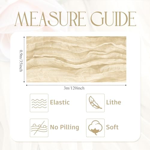 Wokceer Cheesecloth Table Runner Beige 10FT Boho Gauze Runner, 12 Pack