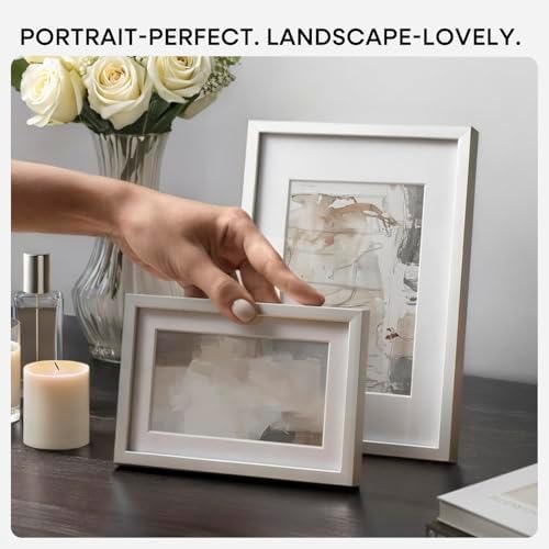 Homeforia 6x9 Silver Picture Frame, High-End Metal, 4x6 Mat, Glass