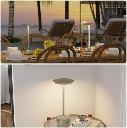 TBBGA 2 Pack Rechargeable Table Lamps Cordless, 5000mAh Outdoor Table Light