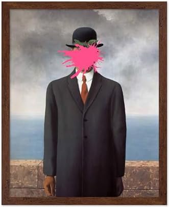 Poster Master Man in Overcoat Print - The Son of Man Painting Poster - Altered & Pop Art - Gift for Men & Women - Surreal Decor for Bedroom, Living Room or Office - 16x20 Brown Framed