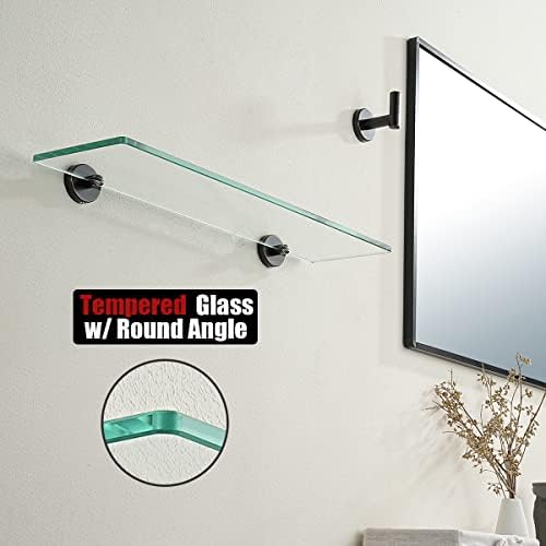 JQK Bathroom Glass Shelf Oil Rubbed Bronze, Tempered Glass Shower Storage 20 by 5 inches, 304 Stainless Steel ORB Wall Mount, 2 Pack, TGS101L20-ORB-P2