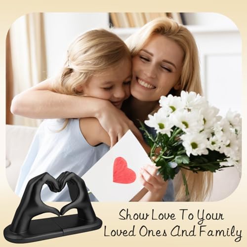 Black Decorative Bookends for Shelves, Heart Hands Book Ends Sculpture Aesthetic Decor for Bedroom Living Room Merch Apartment Bookshelf Birthday Women Decorations Stuff Aesthetic