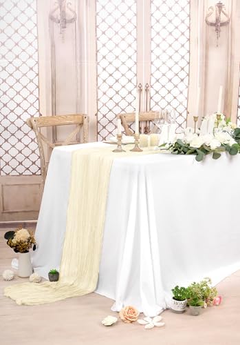 10 Pack Ivory Cheesecloth Table Runner Long,21.5 x 120 Inch