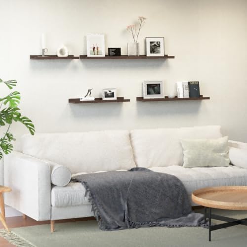 Boswillon Floating Shelves Set of 2, Long Wall Shelf with Lip, 36in, Walnut