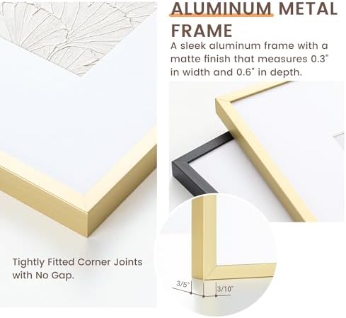 Fun Memories 5x7 Metal Picture Frame - 5 x 7 Metal Photo Frames with 4x6 Removable Mat- Ideal for Wall or Tabletop Display - Wall Hook Hanging Hardware Included (Gold, 1 Pack)