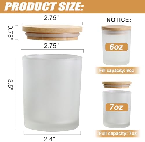 12-Pack 7oz Glass Candle Jars for Making Candles -Frosted