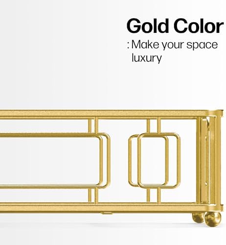Guest Hand Towel Holder Tray for Bathroom Countertop, Gold Metal