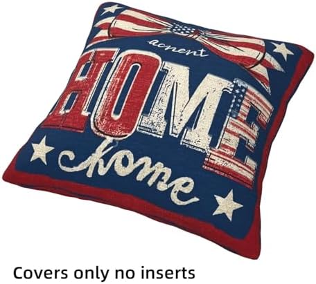 4th of July Throw Pillow Covers Set of 4 Decorative Soft Double Sided Print Pillow Case Farmhouse Home Decor for Living Room Sofa Couch 18x18