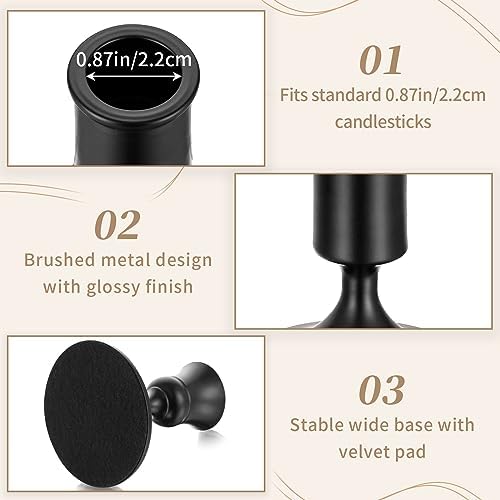 Sziqiqi Black Candlestick Candle Holders Set of 6 for Halloween Table Decor
