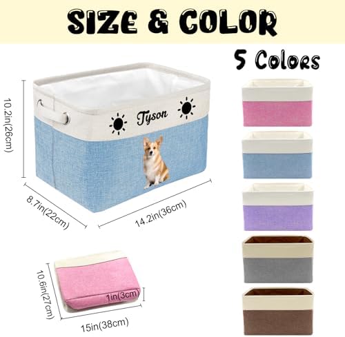 Customized Pet Toy Storage Basket - Personalized Dog & Cat Toy Organizer with Name, Foldable & Durable Fabric Bin for Pet Supplies, Organizer for Toys, Coats, Clothing, Blankets Purple