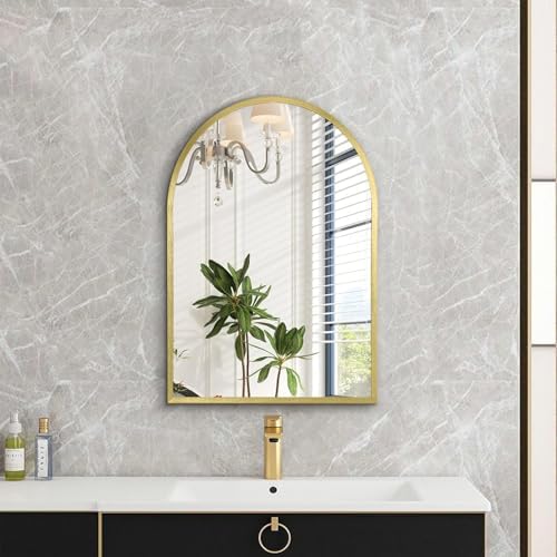 Arch Wall Mirror Aluminum Alloy Frame Bathroom Wall Mirror for Vanity Living Room, Bedroom Entryway Room Home Decor 20"x16"