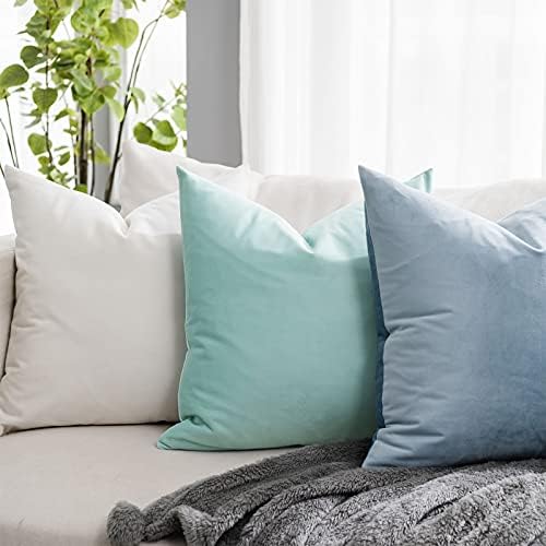 Cream White Euro Decorative Velvet Throw Pillow Covers 26x26 inch Set of 2 with Zipper Luxury Soft Solid Square Cushion Covers Case for Sofa Couch Bed Living Room