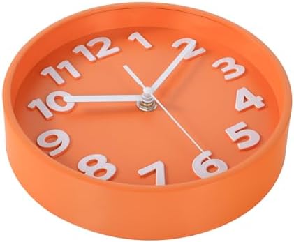 45MinST 8-Inch Orange Modern Wall Clock – Silent Non-Ticking, 3D Large Numbers, Accurate Timekeeping | Decorative Wall & Desk Clock with Stand for Living Room, Bedroom, Kitchen, or Office