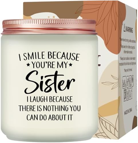 Maybeone Mothers Day Gifts for Sister - Christmas Birthday Valentines Day Gifts for Big Sisters - I Smile Because You are My Sister Scented Candle