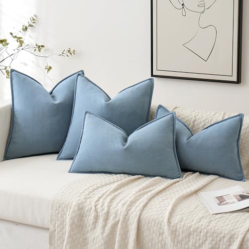 MIULEE Pack of 2 Light Blue Decorative Chenille Pillow Covers 20x20 Inch
