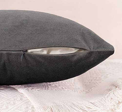 Jeneoo Comfy Soft Thick Velvet Throw Pillow Covers for Sofa Couch, Decorative Solid Square Cushion Cases for Bedroom Car (Dark Grey, 18 x 18 Inches, 2 Pieces)