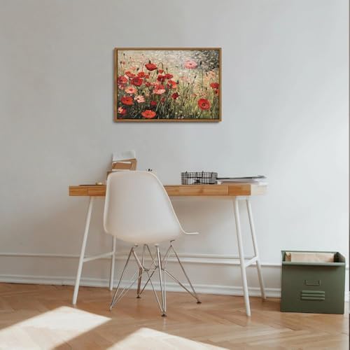 OIQArtOIQ Vintage Landscape Canvas Wall Art Framed Natural Scenery Painting Artwork Prints France Country Wilderness Farmhouse Decor Pictures Kitchen Bedroom Living Room Bathroom
