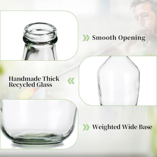 Glasseam Glass Jug Vase, 12in Large Clear Vases for Decor, Farmhouse Tall Floor Vase for Pampas Grass, Decorative Big Bottle Jar for Flowers Living Room Decorations Table Centerpieces