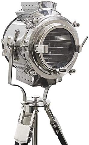 THOR INSTRUMENTS Vintage Modern Collectible Chrome Searchlight Home Black Screw Tripod Nautical Spotlights Floor Lamp (Floor Lamp 65" Inches) Rustic Vintage Home Decor Gifts