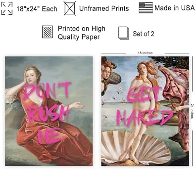 Poster Master 2-Piece Don't Rush Me Print - Get Naked Poster - Altered & Pop Art - Humorous Gift for Men & Women - Funny Wall Decor for Bedroom, Dorm or Bathroom - 18x24 Unframed Wall Art