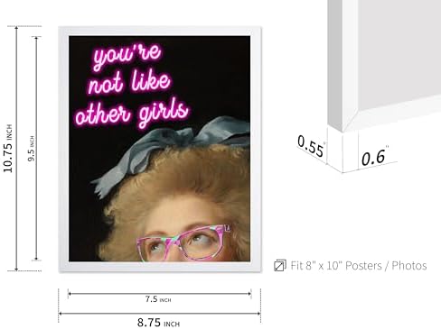 Poster Master You're Not Like Other Girls Print - Pink Neon Poster - Altered & Pop Art - Housewarming Gift for Men & Women - Decor for Bedroom, Living Room or Dorm - 8x10 White Framed