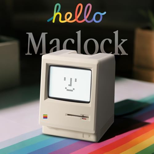 Maclock Retro Pixel Alarm Clock, 1984 Computer-Inspired USB Desk Clock with Pixel Display, Multiple Alarms, Adjustable Brightness, Calendar, Temperature