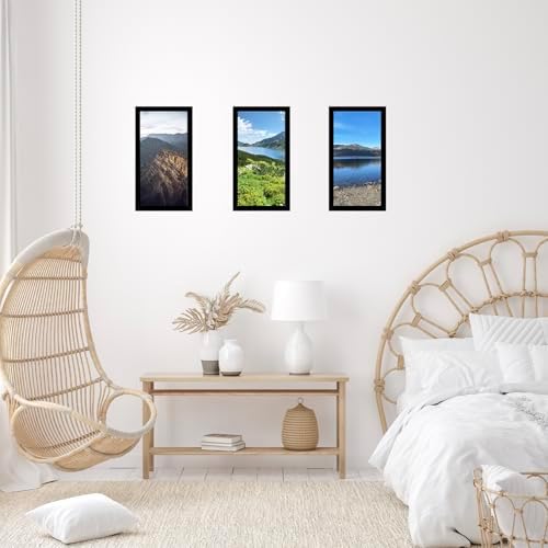 JCJMY 5x15 Black Picture Frame Set of 6, Horizontal and Vertical Formats for Wall Hanging, 5 x 15 Wall Gallery Poster Photo Frames with Shatter Resistant Plexiglass, 6 Pack, Black