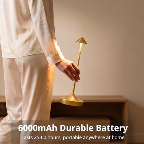 Cordless Rechargeable Table Lamp, Long-Lasting 60-Hr Battery, Dimmable LED