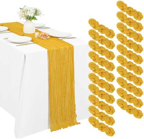20 Pack Cheesecloth Table Runner 17 x 108 Inch, Gold