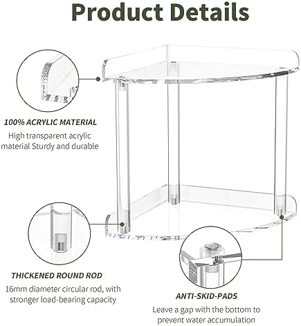 Sezanrpt 2 Tier Countertop Corner Organizer Shelf 7x7x8 Inch, Acrylic Bathroom Organizer Corner Shelf for Countertop, Clear Vanity Storage Organizer for Skincare, Cosmetics, Perfume